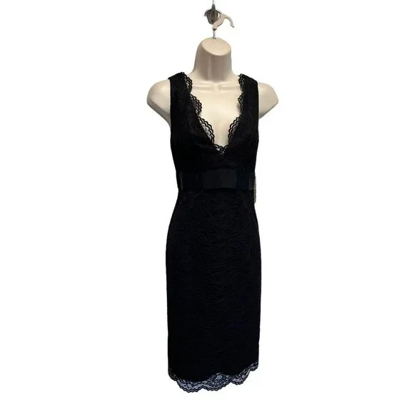 Vintage Y2K Made In US Maggy London Black Lace Cocktail Dress 10 NWT May Fit 8 Vintage Y2K Made In US Maggy London Black Lace Cocktail Dress 10 NWT May Fit 8
